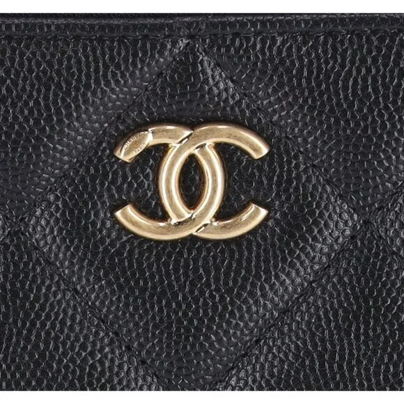 CHANEL Matelasse Clutch Bag Quilted Zip Pouch Black Caviar Leather Full Set - Picture 9 of 9